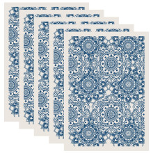 4Pcs Ceramic Transfer Sheets Flower Underglaze Transfers Blue Vintage Flowers Pattern Waterslide Porcelain Paper