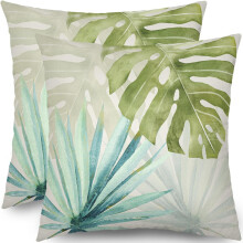 Fundas de almohada tropicales de lino de 20x20 cm (juego de 2)