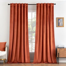 Velvet Curtains 66"x96", 2 Panels, Burnt Orange, Room Darkening & Thermal Insulated, Back Tab, Compatible with Sliding Doors