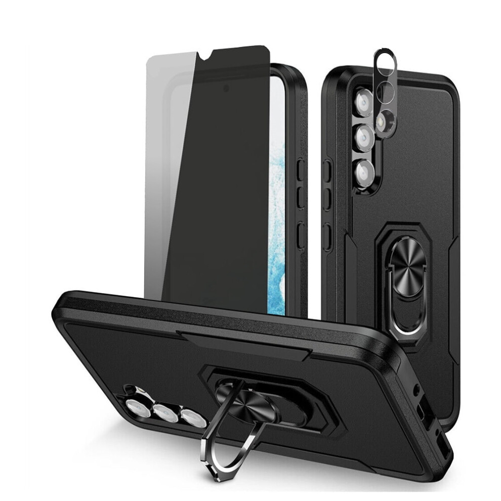 Xhy Case For Samsung Galaxy A14 5G: Privacy Screen, Lens Protector, Magnetic Ring, Kickstand, Military-Grade Drop Protection Â Black 9180479125136