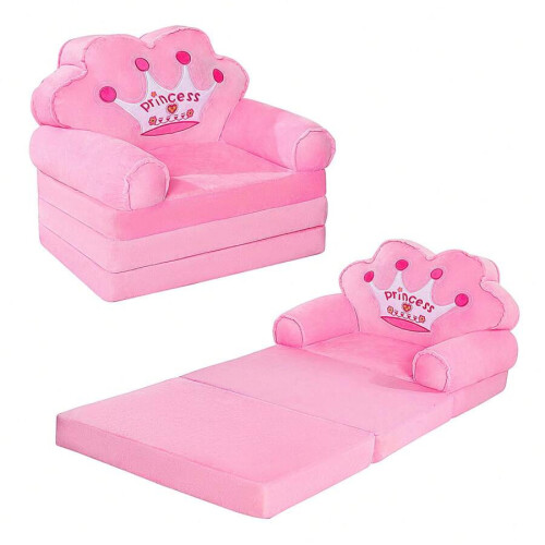 Princess Foldable Sofa Bed for Kids, Pink