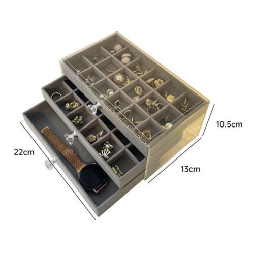 Scatola organizer per gioielli a 3 livelli, 22x13x10,5 cm, Trasparente 1