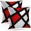 Set di 2 federe geometriche 45x45 cm, rosse e nere 1
