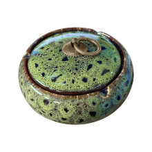 Portable Windproof Ceramic & Steel Ashtray with Lid – Decorative for Home, Patio, Office, Outdoors, Indoor, Parties
