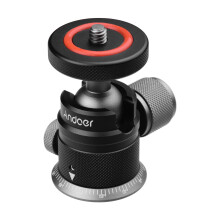 Kulehode for stativ i aluminiumslegering: 360 panoramautsikt, 180 vippbar, skalert base, 1/4″ montering – kompatibel med DSLR- og speilløse