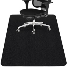 Office Chair Mat for Hardwood & Tile Floors, Anti-Slip, Easy-Clean, Pure Black (48"x55")