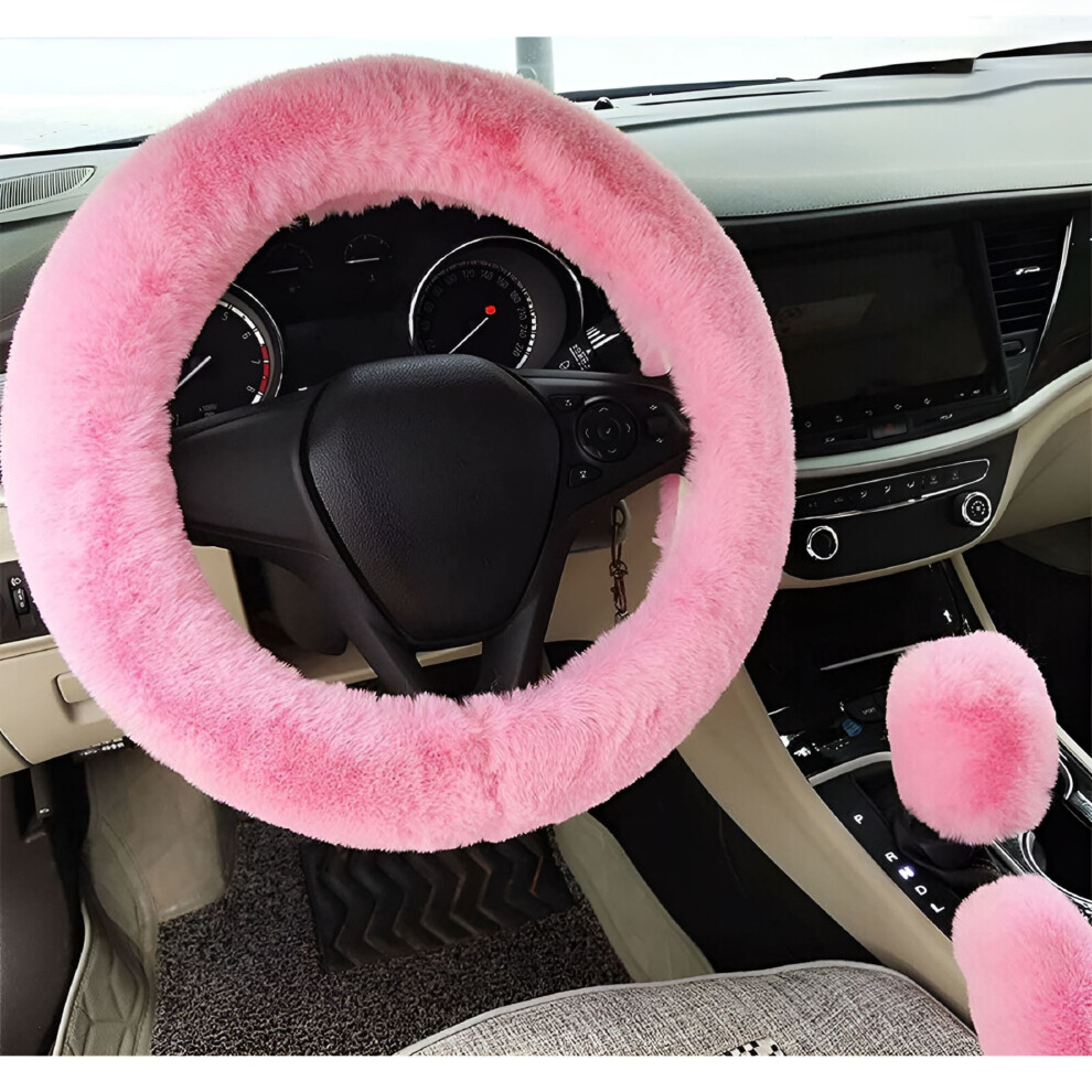 Steering Wheel Cover Fur Plush Soft Wool 3 Pcs 9178400628467