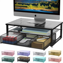 Monitor Stand with Drawer Black 1pc