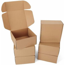 8x8x4" Brown Gift Shipping Boxes (6 Pack), Tab Lock Tuck Top, Compatible with Small Business Packaging