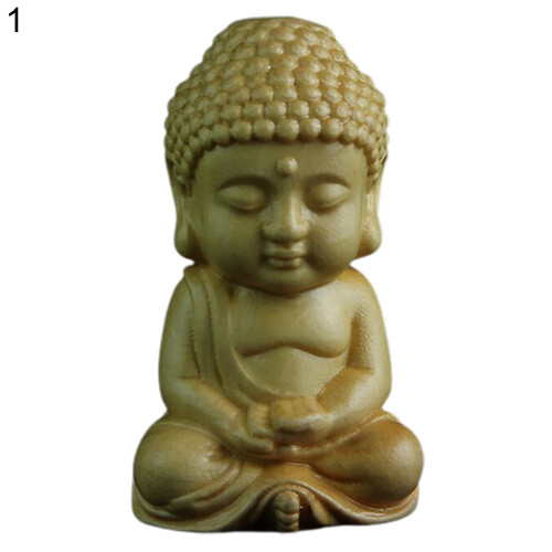 Mini Buddha-statue i træ, 6 stilarter, 4 cm