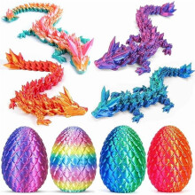 ZC4PCS3D tištěná dračí vejce s drakem uvnitř – mini kloubové křišťálové hračky s drakem, vhodné pro děti i dospělé,