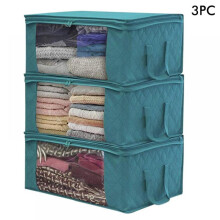 Conjunto de 3 Sacos de Armazenamento Extra Grandes em TNT com Janela Transparente