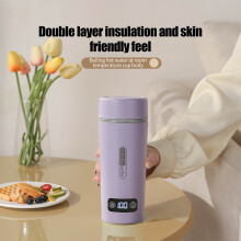 Purple Portable Travel Kettle, Mini Water Boiler for Tea Coffee, 350ml Stainless Steel Heater, 4-Temperature Control