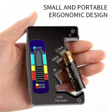 Universal Digital Battery Tester with LCD for AA/AAA/C/D/N/9V/1.5V/Button Cells, Portable ABS, 92x65x14mm, 1PC