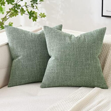 Fețe de pernă din pânză de in, 40x40 cm, verde salvie, accent boho rustic pentru canapea, dormitor – Compatibile cu inserțiile standard de 40