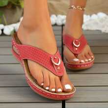 Sandali comodi da donna, sandali da donna, ciabatte con zeppa estive comode e alla moda da donna, colore rosso, taglia 8.5