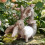 Hasenornament aus Kunstharz, Eltern und Kind 1