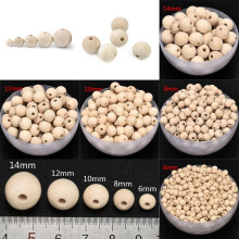 100 piezas de cuentas sueltas de madera de 6/8/10/12/14 mm para manualidades de joyería, pendientes y pulseras.