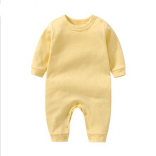 lulshou Baby Rompertjes met lange mouwen, zachte katoenen rompertjes voor pasgeboren baby's, effen romper met ronde hals, alledaagse outfit voor
