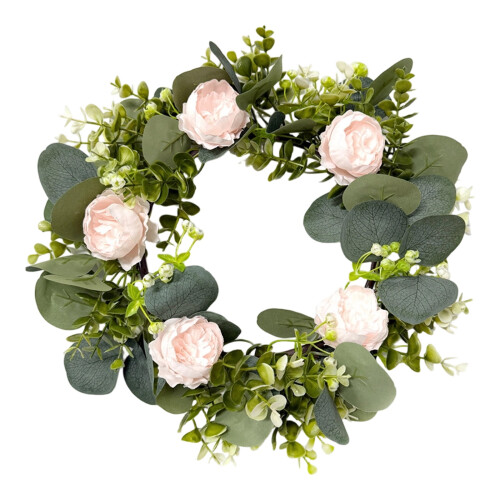 Vårpionkrans 35 cm kunstig rosekrans