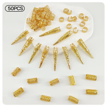 50 Stück luftleichte, kaum spürbare Haar-Charms für Flechtfrisuren und schützende Frisuren, Dreadlock-Perlen und Boho-Haar-Charms
