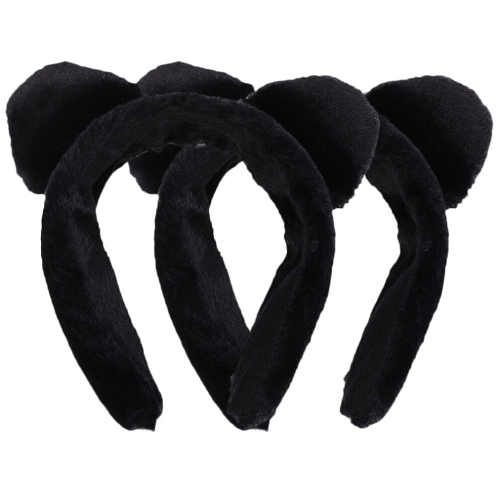 Cat Ear Headband Black Plush Spa Face Washing 2Pcs
