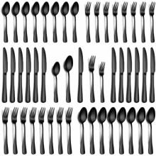 40-Piece Black Stainless Steel Flatware Set for 8