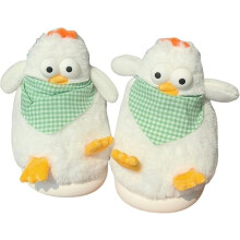 Pantoufles chaudes en peluche à motif poulet – Chaussures d'intérieur antidérapantes pour hommes et femmes (pointures 7,5-8,5 femmes / 6-7