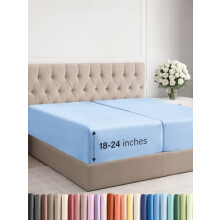 Extra diep hoeslaken voor een kingsize bed – geschikt voor matrassen van 45-60 cm, ultrazacht, kreukvrij, ademend, lichtblauw