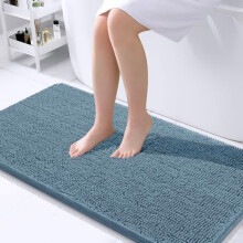 Badkamertapijt 44x24 cm, extra zacht, absorberend chenille, rubberen achterkant, sneldrogend en machinewasbaar, luchtig blauw