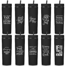 10-pack inspirerande dricksglas à 473 ml med lock och sugrör