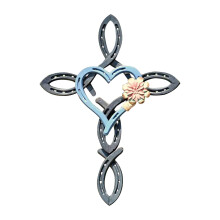 Vintage Herz-Kreuz-Anhänger aus Eisen, Wandbehang, 30 cm