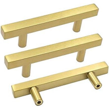 Gold Cabinet Handles T-Bar Pulls 90mm 5 Pack