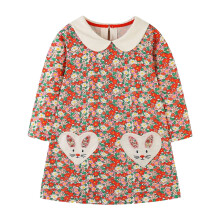 Vestido de algodón de manga larga para niña pequeña, ideal para invierno y Navidad.