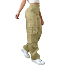 Pantaloni cargo pentru femei, casual, elastici, cu buzunar și fermoar, pentru drumeții, confortabili, pentru călătorii și uz zilnic (kaki #1,2XL)