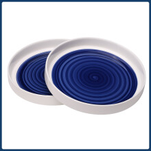 Assiettes plates en porcelaine, 25 cm, lot de 2, bleues