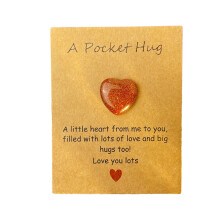 Heart-Shaped Natural Stone Jewelry Card, Sparkling Crystal Heart Gift Card with Message Space, Black Coffee Paper Card – Compatible with Valentines,