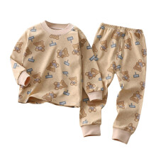 Toddler Boy Cotton Pajama Set Long Sleeve Khaki 9-12 Months