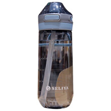 Bouteille d'eau de 650 ml avec paille, bec plat gradué, plastique de qualité alimentaire, bouchon à clapet étanche – Idéale pour le sport et
