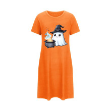 Camisón de Halloween para mujer de tallas grandes con estampado de fantasmas, manga corta, cómodo, disponible en tallas 3XL-5XL. Varios colores