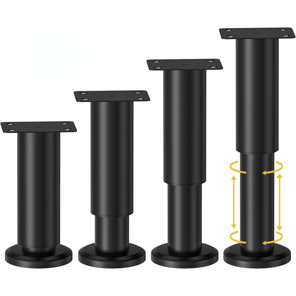 4 Pcs Metal Adjustable Furniture Legs (4.72-7.08"), Compatible With Sofa/Bed/Chair/Couch/Dresser/Table 9353595354197