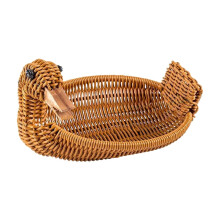 Rattan Duck Bread Basket – Creative Wicker Serving & Storage Basket for Snacks, Brown, 7.1"x6.7"x2.3"