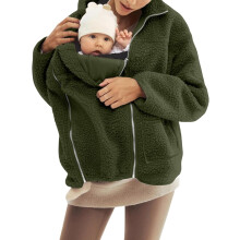 Maternity Baby Wearing Jacket, Women's 2-in-1 Winter Coat with Kangaroo Pocket, Heavyweight Fleece Zip Up Front for Mother and Infant