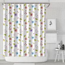 Pioneer bruseforhæng med blomsterprint, 213 x 183 cm, dekorativt bruseforhængssæt til badeværelset med 12 kroge, vandtæt og vaskbar