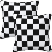 Karierte Kissenbezüge, 45 x 45 cm, Schwarz-Weiß-Karo, 2er-Set, moderne, dekorative quadratische Kissen für Wohnzimmer, Schlafzimmer und
