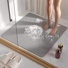 Alfombrilla de ducha cuadrada de 27x27", alfombrilla de baño antideslizante de PVC tipo lufa con orificios de drenaje, de secado rápido, sin