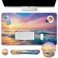 Set di tappetini da scrivania 4 in 1 con poggiapolsi e sottobicchiere