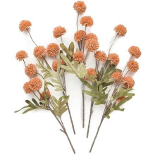 Lot de 5 chrysanthèmes artificiels en soie orange brûlé, mini chrysanthèmes avec tiges pour centres de table de mariage DIY, remplissage de vases
