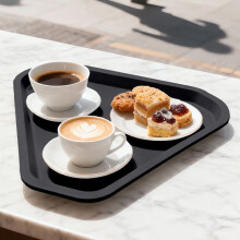 Bandeja triangular preta de plástico para servir, 40 x 29,6 cm