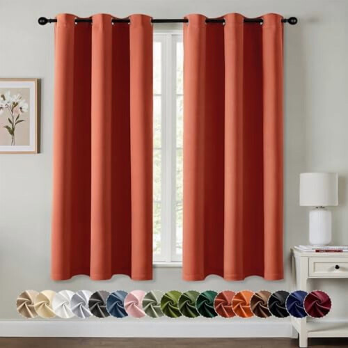 Burnt Orange Blackout Curtains 40x78in Pair